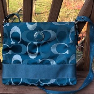 Coach Teal Cloth Signature Crossbody
